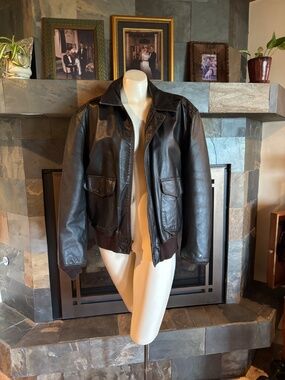 Vintage 1993 Shell Oil Aeroshell WWII Aviation Leather Jacket XL